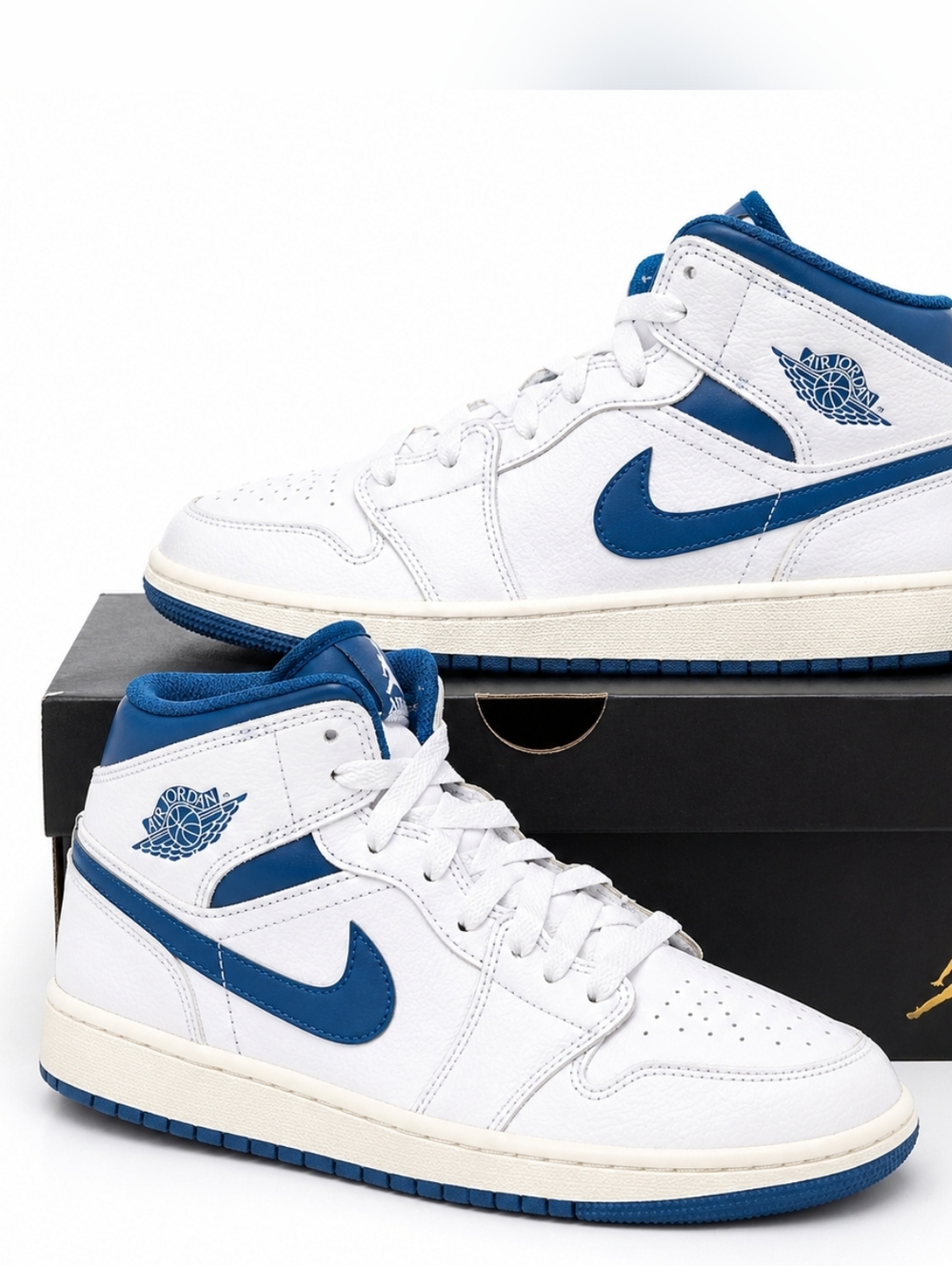 Nike Air Jordan 1 Mid SE White Industrial Blue Sail Sz 7Y / Women’s 8.5 NIB